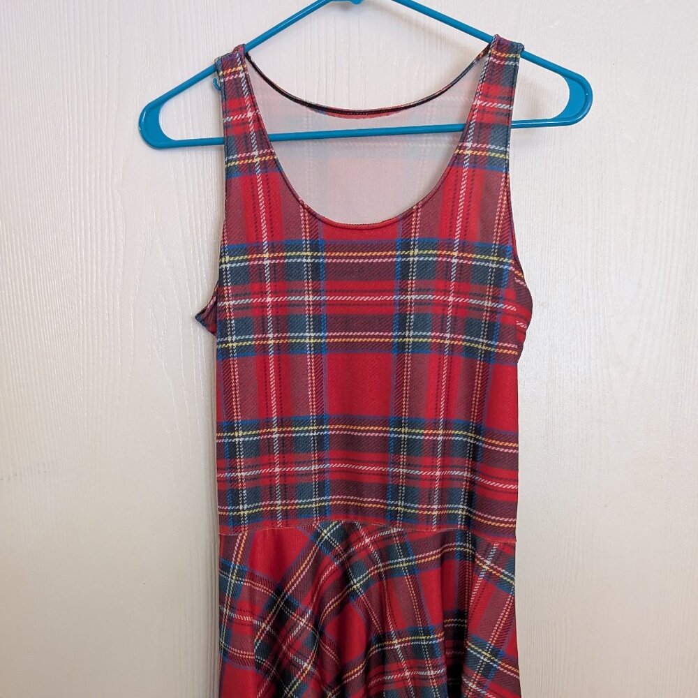 Red plaid skater dress